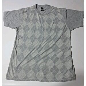 Y2K Alternative Vintage Soft 1104 Gray Diamond T Shirt Mens L Skater Surf Argyle